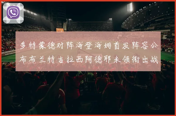 多特蒙德对阵海登海姆首发阵容公布布兰特吉拉西阿德耶米领衔出战